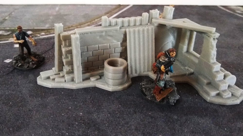 Corvus Games Terrain 3D printed corner barricade for 28mm tabletop wargaming like Fallout, This is not a Test, Wreckage, Last Days, The Walking Dead