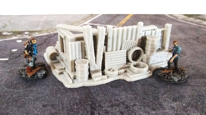 Corvus Games Terrain 3D printed corner barricade for 28mm tabletop wargaming like Fallout, This is not a Test, Wreckage, Last Days, The Walking Dead