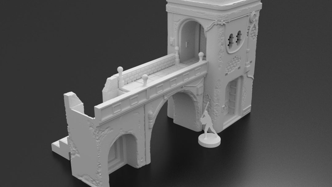 Corvus Games Terrain 3d printable Jedha archway bridge and steps for Star Wars Legion
