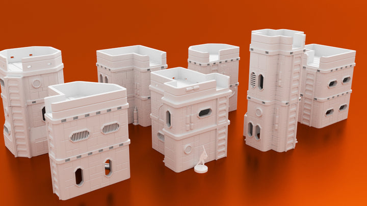 Corvus Games Terrain Colony Mining Town 3d printable bundle of buildings for Star Wars Legion, Infinity, Warhammer 40K