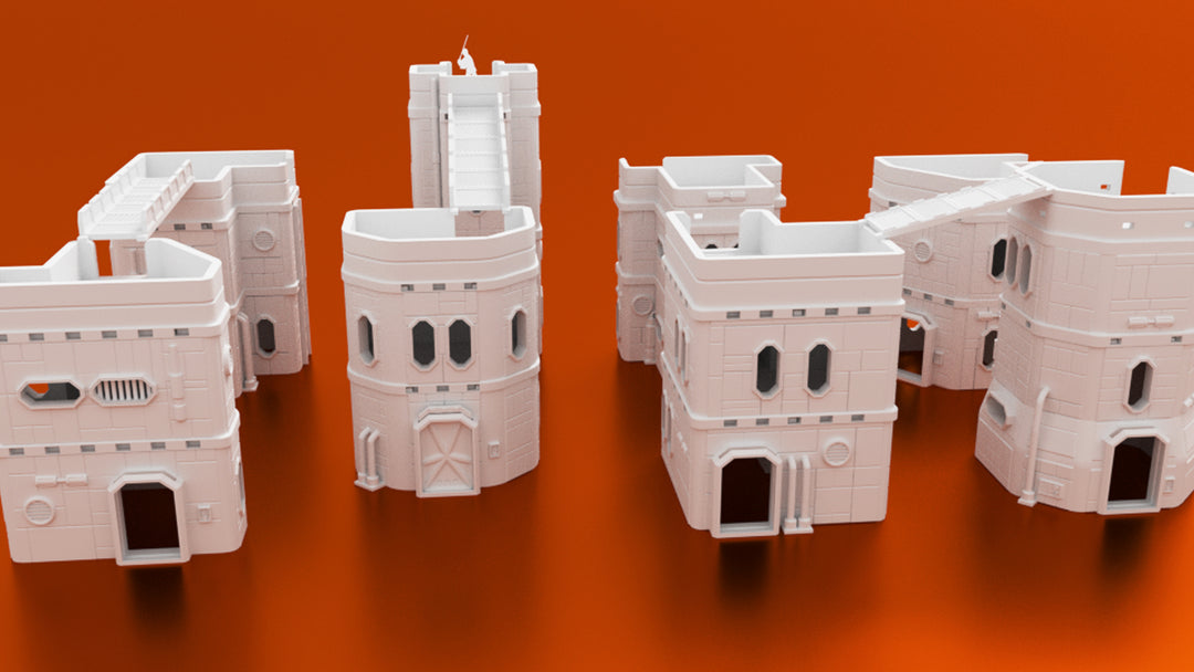 Corvus Games Terrain Colony Mining Town 3d printable bundle of buildings for Star Wars Legion, Infinity, Warhammer 40K