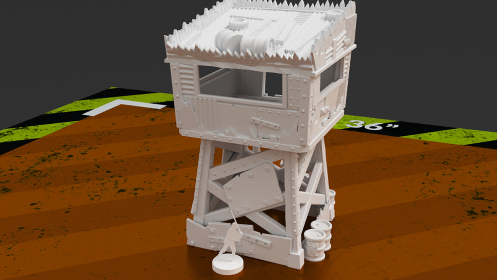 Corvus Games Terrain Ork Greenskin Lookout Tower for 28mm tabletop wargames like Warhammer 40k, Kill Team, Necromunda and post apocalyptic games